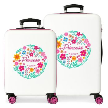 Juego De Maletas Roll Road Little Me Princess Rígidas 55-68cm Fucsia