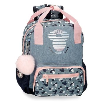 Mochila Preescolar Adaptable Mickey Denim 27 Cm