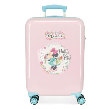 Maleta De Cabina Minnie Florals Rígida 55cm Rosa Claro