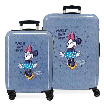 Juego De Maletas Minnie Make It Rain Bows Rígidas 55-68cm Denim