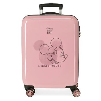 Maleta De Cabina Mickey Outline Rígida 55cm Nude