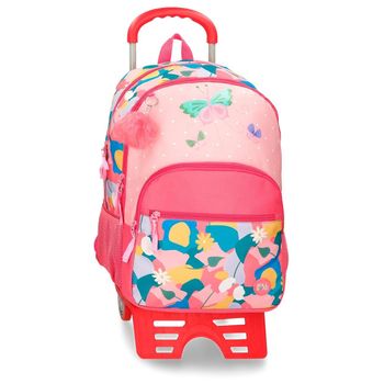 Mochila Escolar Roll Road Precious Flower Con Carro