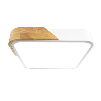 Plafón Led Cuadrado Madera Natural Regulable Cct 24w 2400lm Con Mando A Distancia - Iluminashop