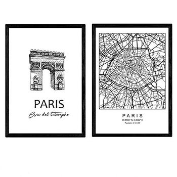 Pack De Posters De Paris -arco Del Triunfo. Láminas Con Monumentos De Ciudades. Tamaño A4, Con Marco - Nacnic