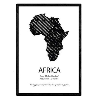 Poster De Africa. Láminas De Paises Y Continentes Del Mundo. Tamaño A4 Con Marco - Nacnic