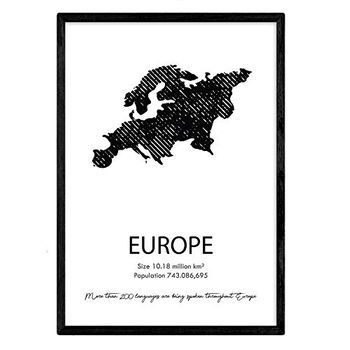 Poster De Europe. Láminas De Paises Y Continentes Del Mundo. Tamaño A4 Con Marco - Nacnic
