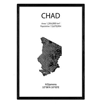 Poster De Chad. Láminas De Paises Y Continentes Del Mundo. Tamaño A3 Con Marco - Nacnic