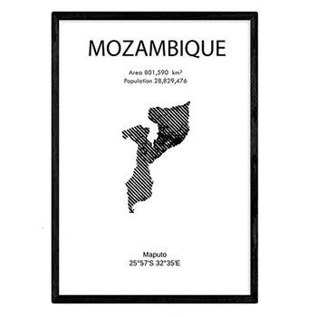 Poster De Mozambique. Láminas De Paises Y Continentes Del Mundo. Tamaño A4 Con Marco - Nacnic