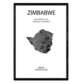 Poster De Zimbabwe. Láminas De Paises Y Continentes Del Mundo. Tamaño A3 Con Marco - Nacnic