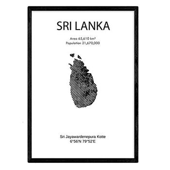Poster De Sri Lanka. Láminas De Paises Y Continentes Del Mundo. Tamaño A3 Con Marco - Nacnic