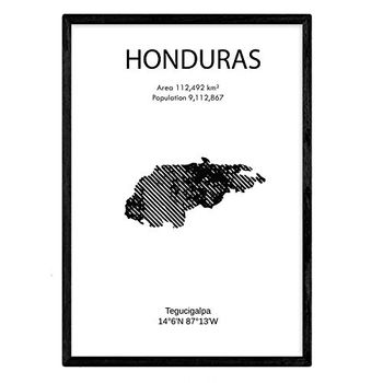 Poster De Honduras. Láminas De Paises Y Continentes Del Mundo. Tamaño A3 Con Marco - Nacnic