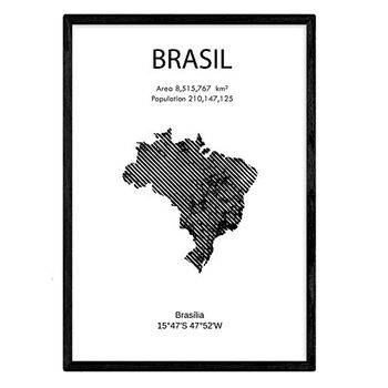 Poster De Brasil. Láminas De Paises Y Continentes Del Mundo. Tamaño A3 Con Marco - Nacnic