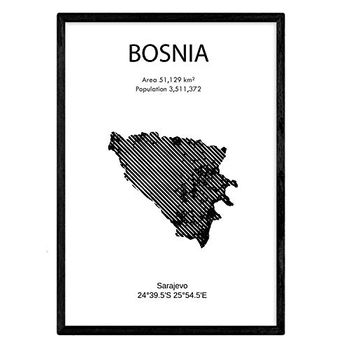 Poster De Bosnia. Láminas De Paises Y Continentes Del Mundo. Tamaño A3 Con Marco - Nacnic