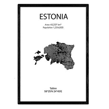 Poster De Estonia. Láminas De Paises Y Continentes Del Mundo. Tamaño A3 Con Marco - Nacnic