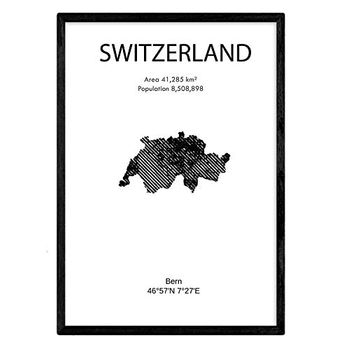 Poster De Suiza. Láminas De Paises Y Continentes Del Mundo. Tamaño A3 Con Marco - Nacnic