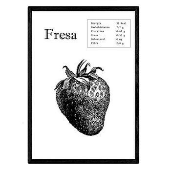 Poster De Fresa. Láminas De Frutas Y Verduras. Tamaño A3 Con Marco - Nacnic