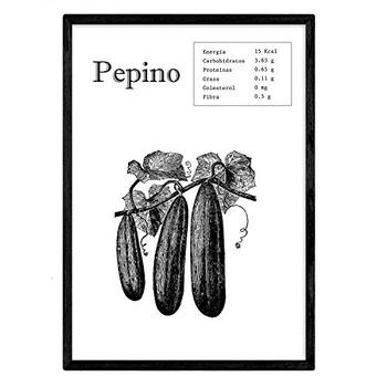 Poster De Pepino. Láminas De Frutas Y Verduras. Tamaño A3 Con Marco - Nacnic