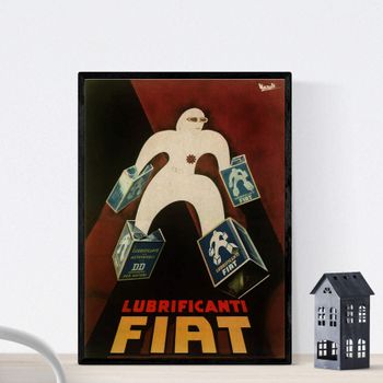 Poster Vintage. Anuncio Vintage Italiano De Lubricante Fiat.