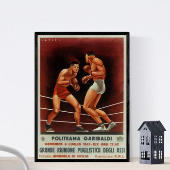 Poster Vintage. Cartel Boxeo Vintage Politeama Garibaldi.