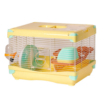 Jaula Hamster Casa Roedores Plataforma Rueda Ejercicio Comedero Bebedero Casera 36x27x25cm Amarillo