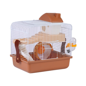 Jaula Roedores Hamster Casita 2 Niveles Casita Hamster Buena Ventilación  28.9x22.2x30.1cm Marrón