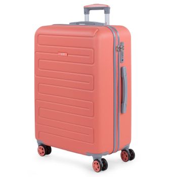 Maleta De Viaje Mediana Abs Trolley 60cm 4 Ruedas Dobles Candado Tsa 175060 Coral