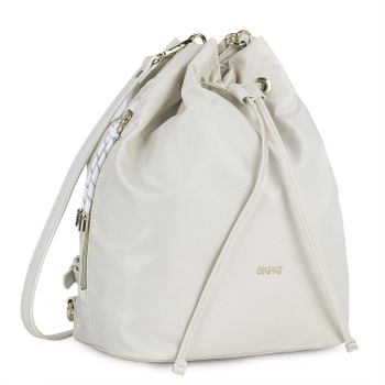 Mochila Bolso Bandolera Para Mujer Convertible De Nylon Cierre Cordón 307674 Beige