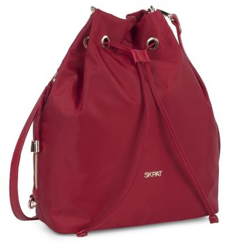 Mochila Bolso Bandolera Para Mujer Convertible De Nylon Cierre Cordón 307674 Rojo