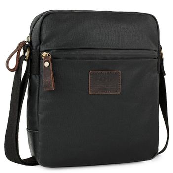 Bolso Bandolera De Hombre De Lona Recubierta/piel 307819 Negro