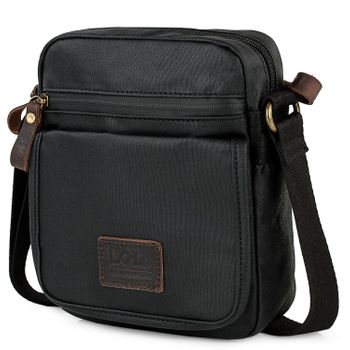 Bolso Bandolera De Hombre De Lona Denim Y Piel 307821 Negro