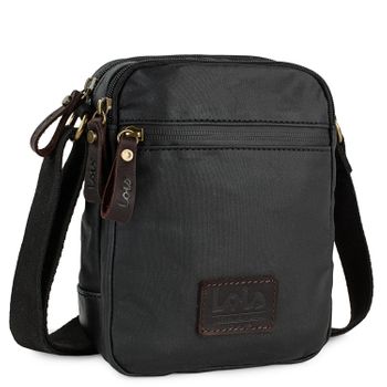 Bolso Bandolera De Hombre Pequeño. Lona Recubierta/piel  307820 Negro