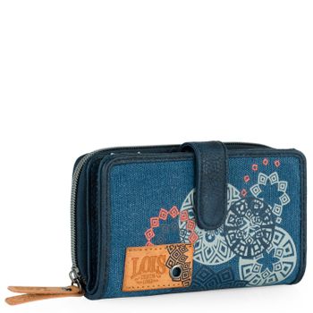 Cartera De Mujer De Lona Y Piel Sintética Con Monedero, Tarjetero Y Billetera Estilo Denim