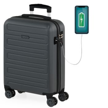 Maleta Cabina Puerto Usb Abs Trolley 55cm 4 Ruedas Dobles  Candado Tsa 175050 Antracita