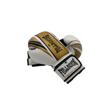 Par De Guantes Boxeo Fullboxing Vendaval - 12oz - Color Blanco Y Negro Y Oro