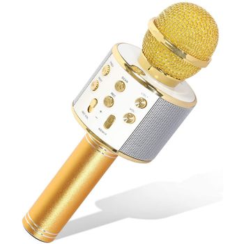 Smartek Mic-ws-858g Micrófono Karaoke Bluetooth Inalámbrico Oro