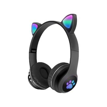 Auriculares Smartek Bluetooth Inalámbricos Oreja De Gato Con Luz Led Negros