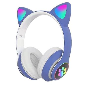 Auriculares Smartek Bluetooth Inalámbricos Oreja De Gato Con Luz Led Morados