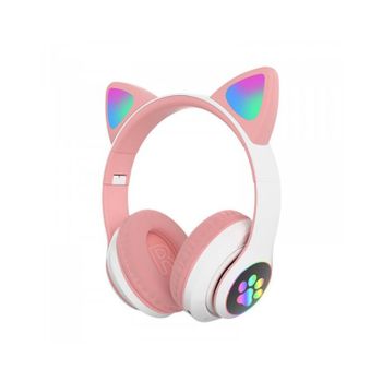 Auriculares Smartek Bluetooth Inalámbricos Oreja De Gato Con Luz Led Rosas