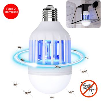 Pack 2 X Bombillas Led Anti-mosquitos E27 9w. Modo Dual, Se Puede Usar Como Bombilla Normal O Antimosquitos.