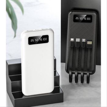 Batería Externa Power Bank 20000 Mah Con Cable Incorporados Micro Usb,usb-c,usb Y Lightning Blanco Smartek