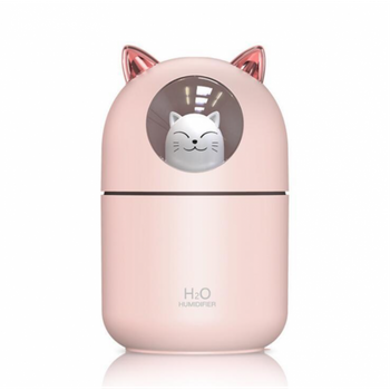 Mini Humidificador Con Modo De Niebla Ajustable Con Luz Nocturna Gato Rosa Smartek