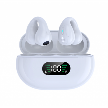 Mini Auriculares Inalámbricos Smartek Deportivos Bluetooth 5.3 Conducción Ósea Con Clip Oreja Blancos