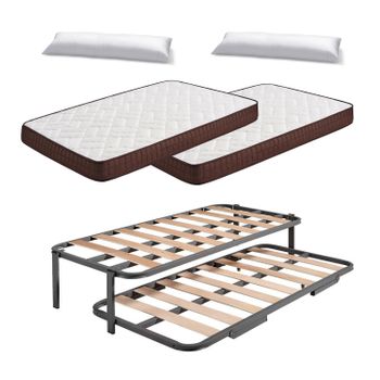 Cama Nido 4 Patas Con 2 Somieres Estructura Metálica Reforzada + 2  Colchones Flexitex Con Tejido 3d Y Aloe Vera, Altura 18 Cm, 105x190 Cm con  Ofertas en Carrefour