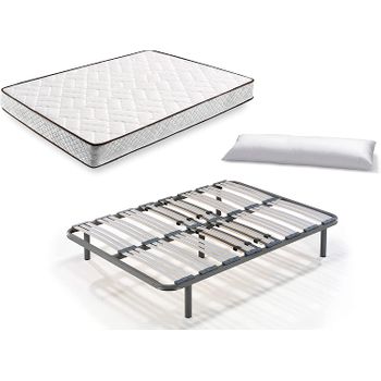 Cama Completa - Base Tapizada Color Beige Con Patas De 32 Cm (2 Bases  Tapizadas De 80 Con Abrazadera) + Colchón Memory Fresh 3d, 160x200 Cm con  Ofertas en Carrefour