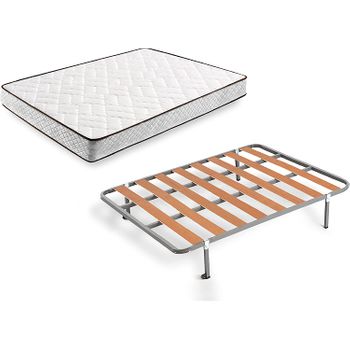 Cama Completa - Colchón Flexitex + Somier Multiláminas + 4 Patas De 26cm,  90x190 Cm