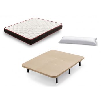 Pack De Base Tapizada Beige + Colchón Viscoelástico De 135x190 Con 1  Almohada Nordic De 135 Cm - Incluye Montaje con Ofertas en Carrefour