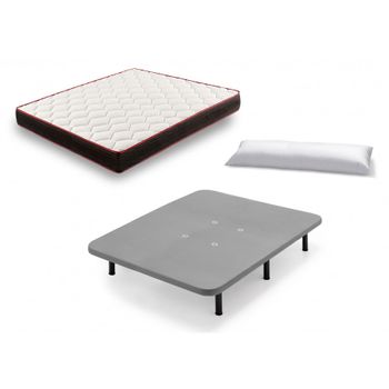 Cama Completa - Base Tapizada Color Gris Con 5 Barras Transversales Y Patas  De 32 Cm + Colchón Memory Fresh 3d + Almohada De Fibra, 135x190 Cm con  Ofertas en Carrefour