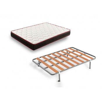 Cama Completa - Somier Basic Con 4 Patas De 32 Cm + Colchón Memory Fresh  3d, 105x180 Cm con Ofertas en Carrefour