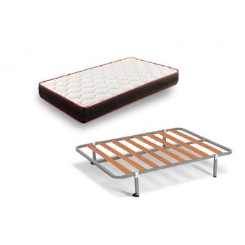 Cama Completa - Somier Basic Con 4 Patas De 32 Cm + Colchón Memory Fresh 3d, 105x200 Cm