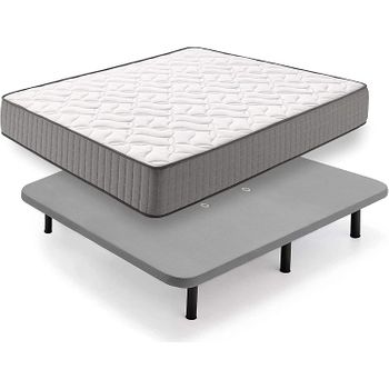 Cama Completa - Colchón Viscobrown Doble Capa Viscosoft, Altura 15 Cm +  Base Tapizada Negra Con Patas De 25 Cm + Almohada De Fibra, 150x190 Cm con  Ofertas en Carrefour